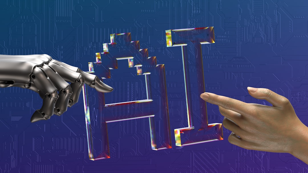 Robot and human hands reaching toward AI — representing the balance between AI tools and human judgment in accreditation